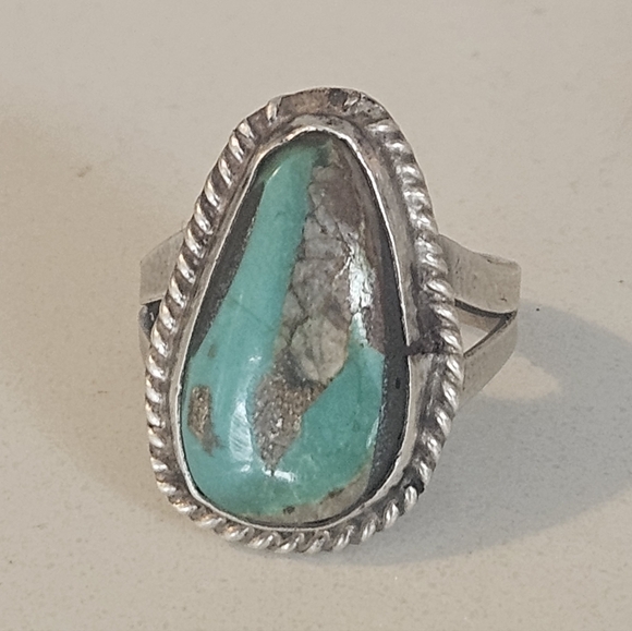Vintage Fred Harvey Era Royston Turquoise Sterling Silver Navajo Ring Sz 7 - Picture 3 of 8